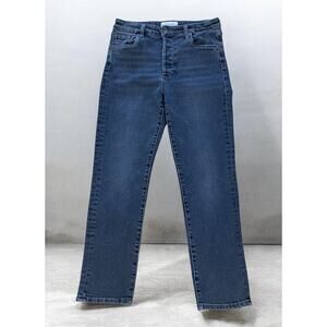 Evereve Ever Straight Jeans Women’s 27 Blue High Rise Button Fly Straight Denim
